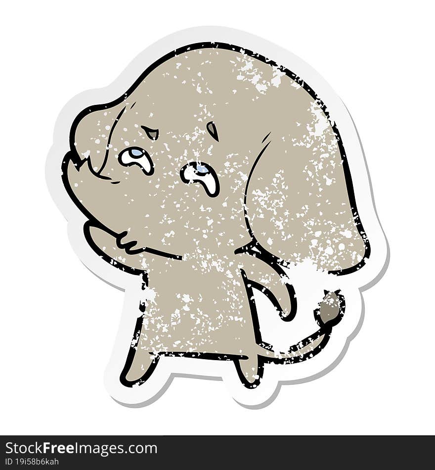 Distressed Sticker Of A Cartoon Elephant Remembering