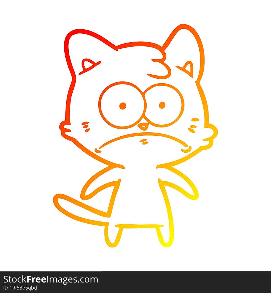 warm gradient line drawing cartoon nervous cat