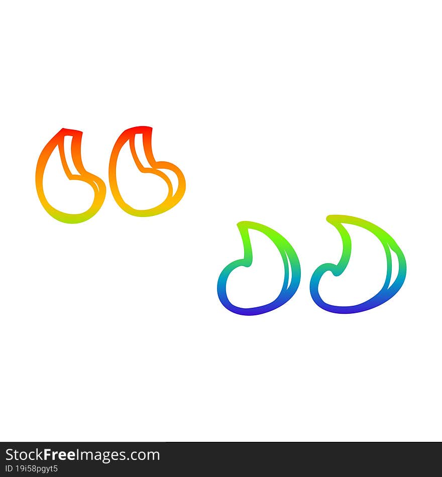 rainbow gradient line drawing cartoon quotation marks