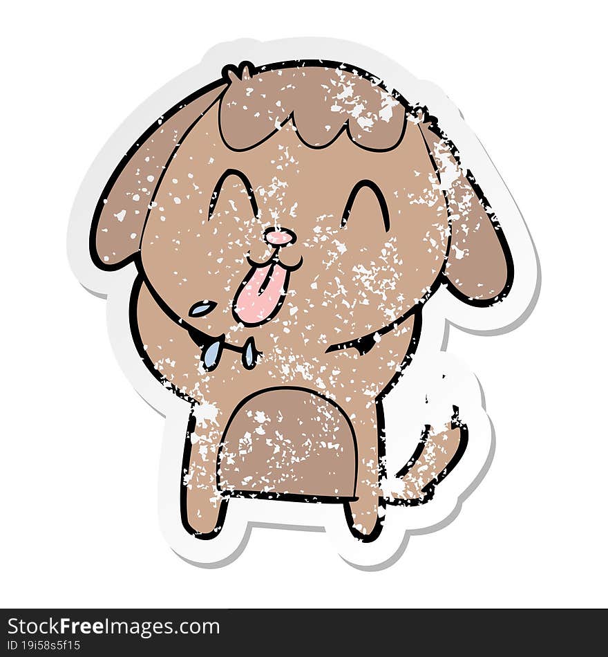 distressed sticker of a cute cartoon dog