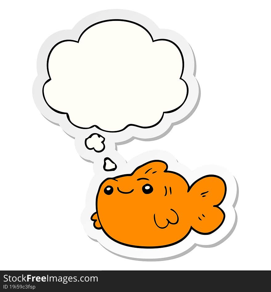 cartoon fish and thought bubble as a printed sticker