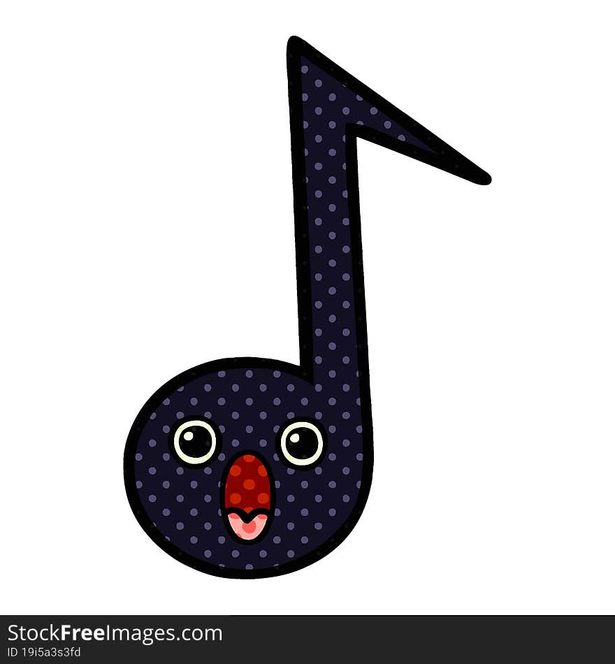 Comic Book Style Cartoon Musical Note