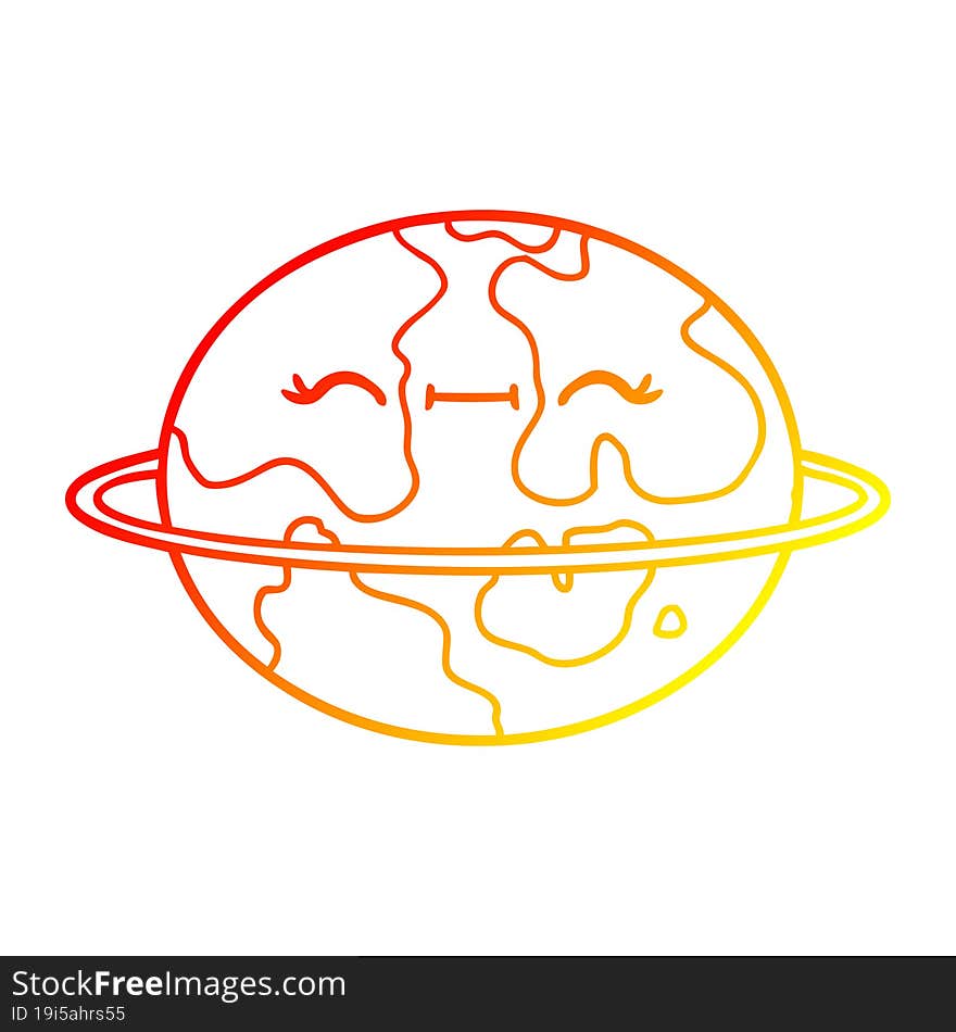 warm gradient line drawing cartoon habitable alien planet