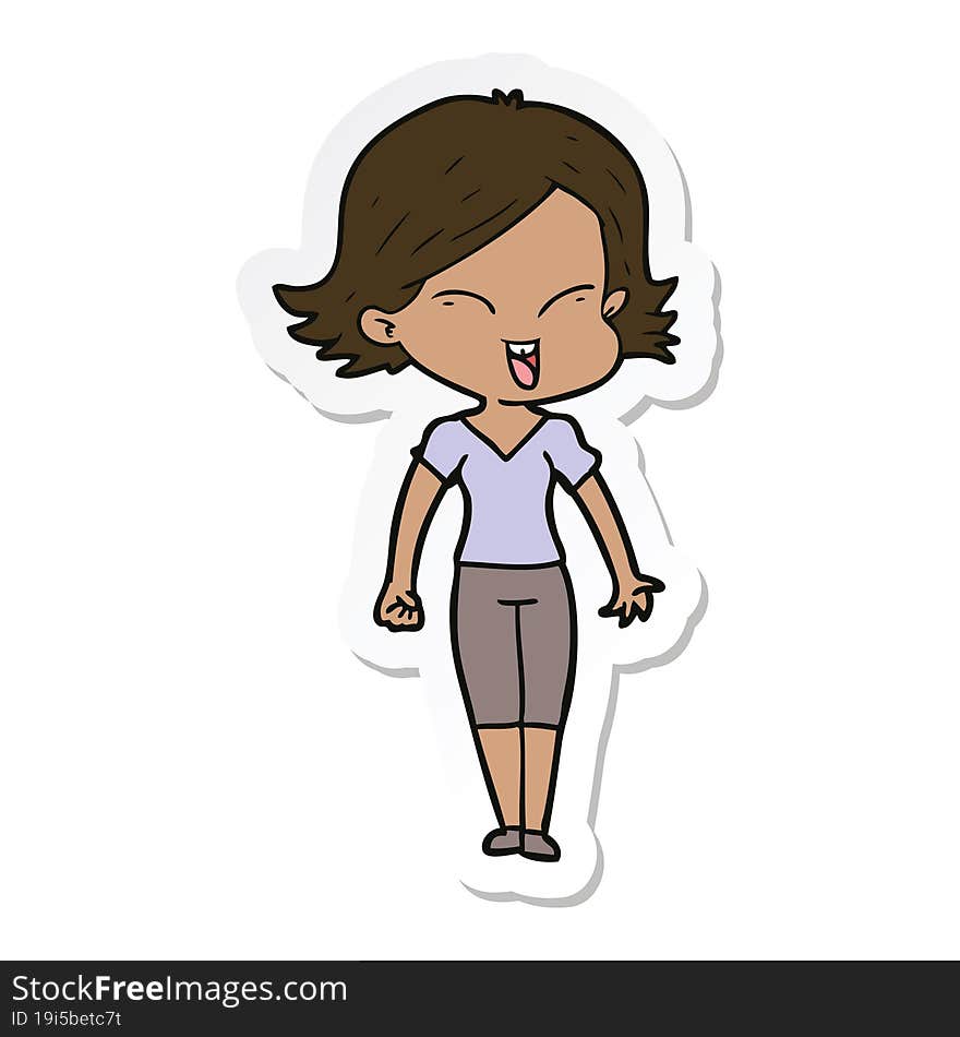 sticker of a happy cartoon girl