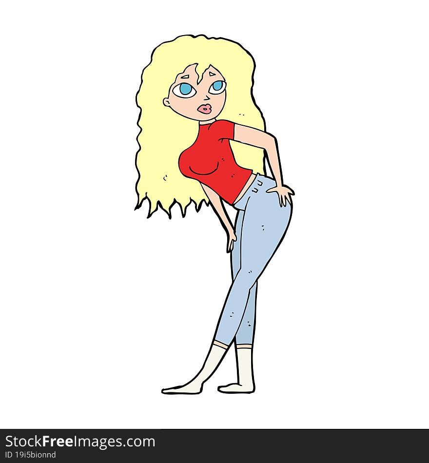 cartoon attractive woman looking surprised