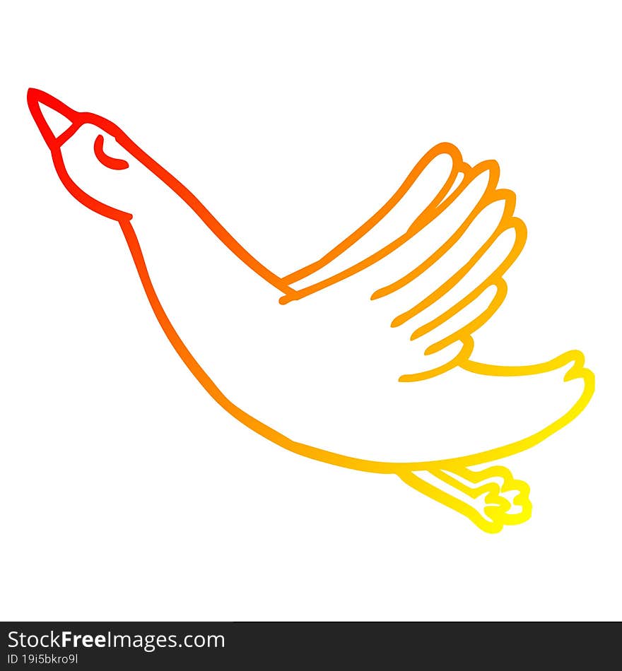 warm gradient line drawing cartoon flying duck