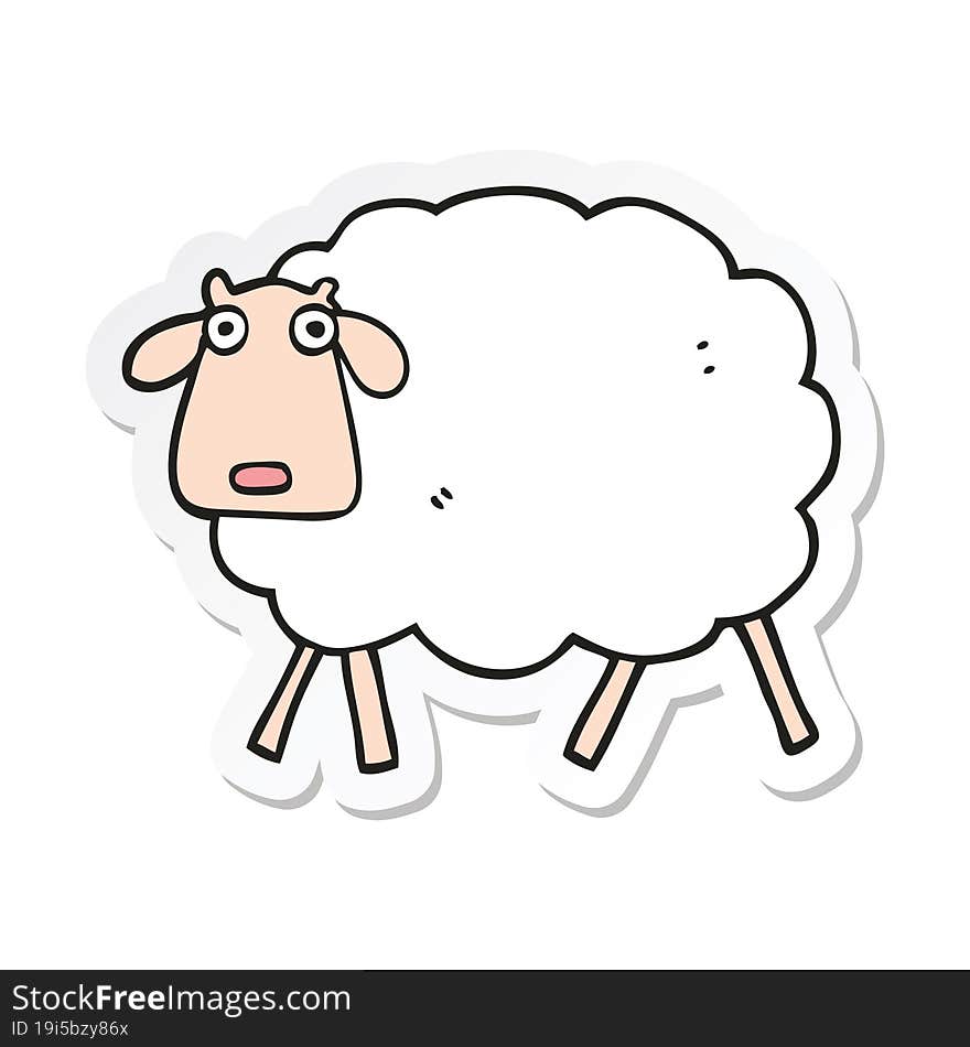 Sticker Of A Cartoon Sheep