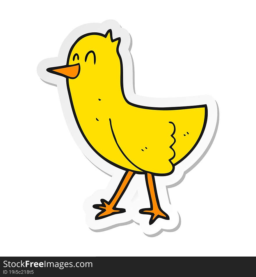 Sticker Of A Cartoon Bird