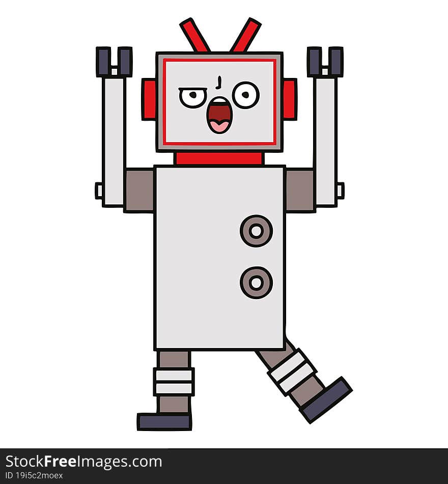 Cute Cartoon Angry Robot