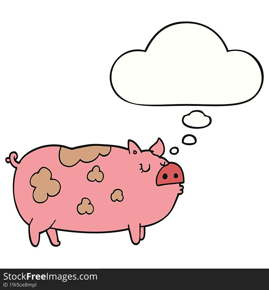 cartoon pig and thought bubble