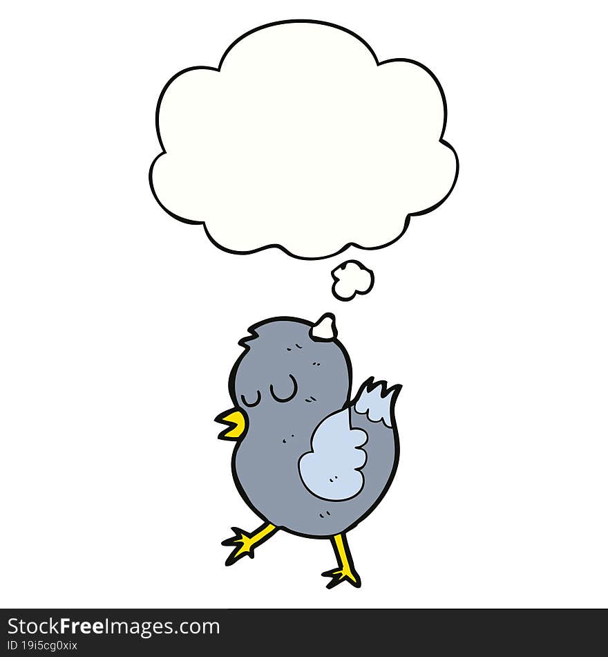 cartoon bird with thought bubble. cartoon bird with thought bubble