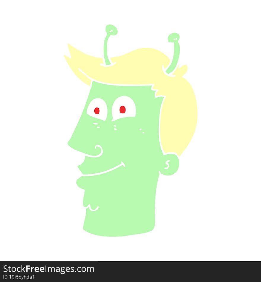 Flat Color Illustration Of A Cartoon Alien Man