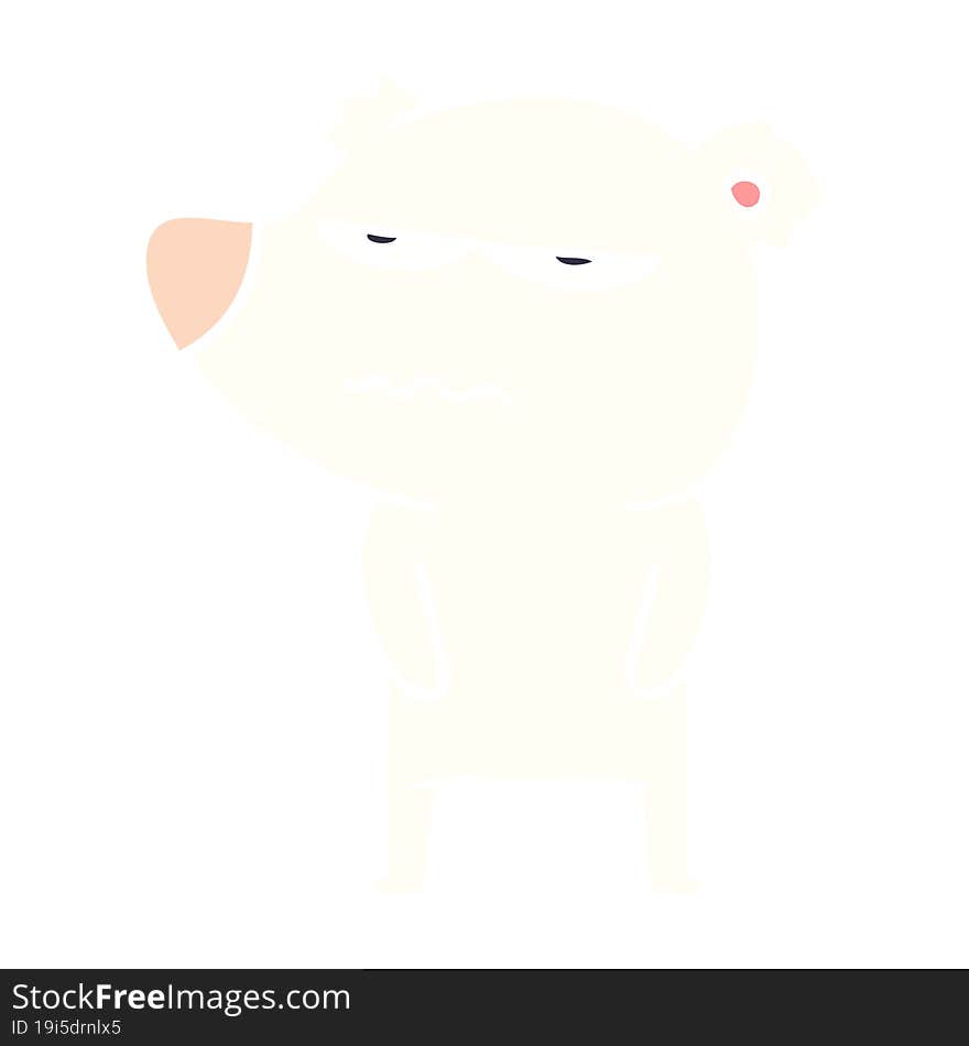 angry bear polar flat color style cartoon