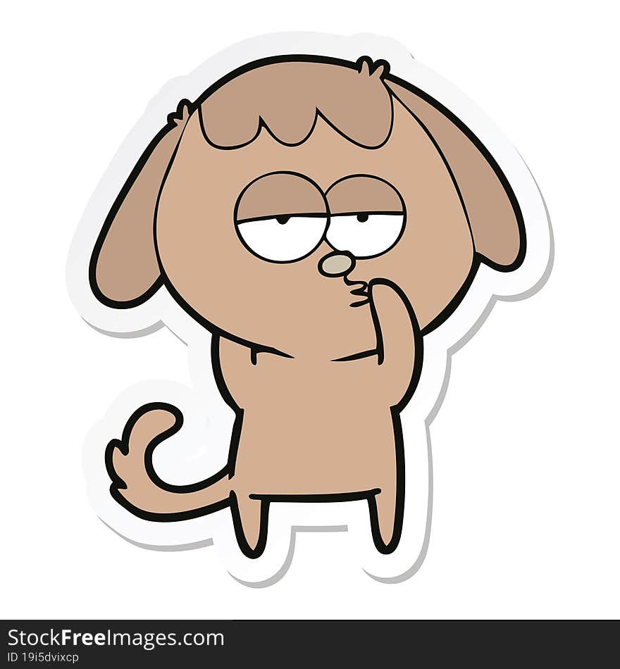 sticker of a cartoon tired dog