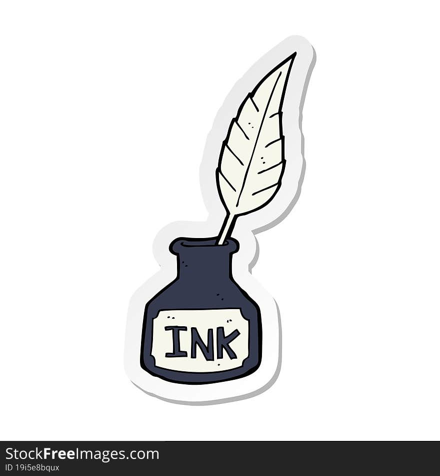 sticker of a cartoon ink bottle