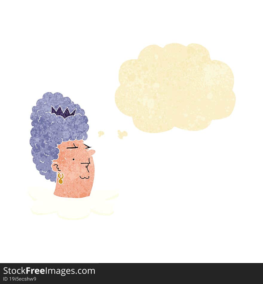 cartoon queen\'s head with thought bubble