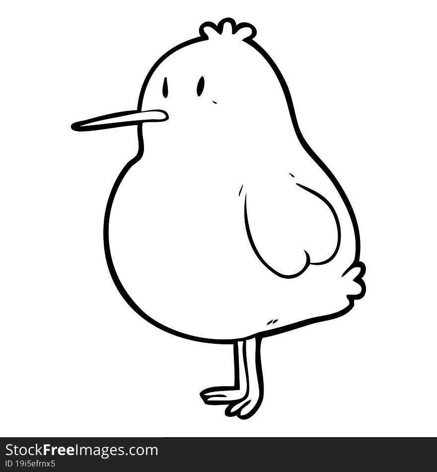 cute line drawing of a kiwi bird. cute line drawing of a kiwi bird