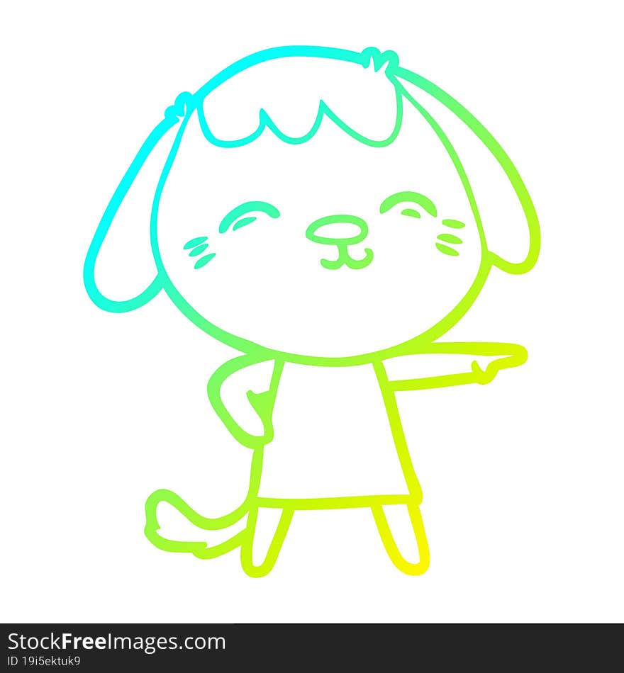 cold gradient line drawing happy cartoon dog