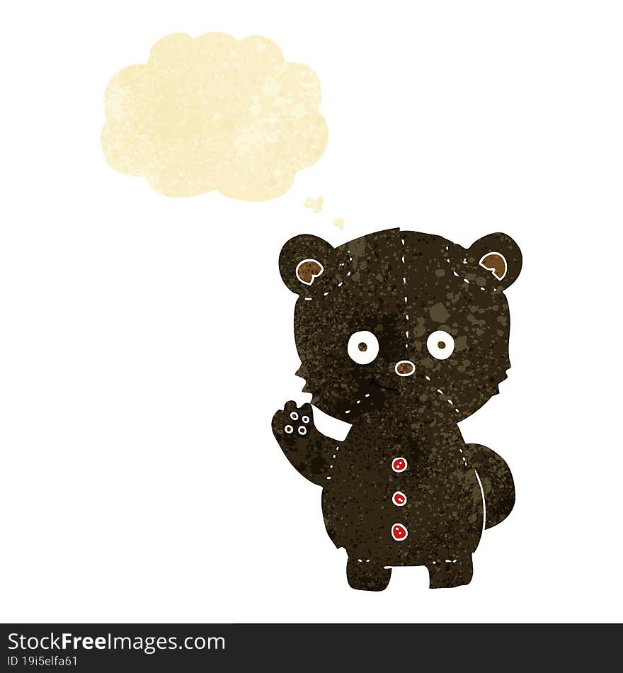 cartoon black bear cub with thought bubble