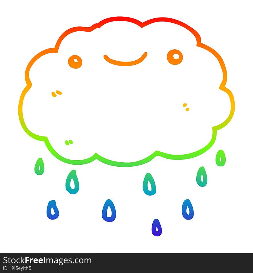 rainbow gradient line drawing cartoon cloud