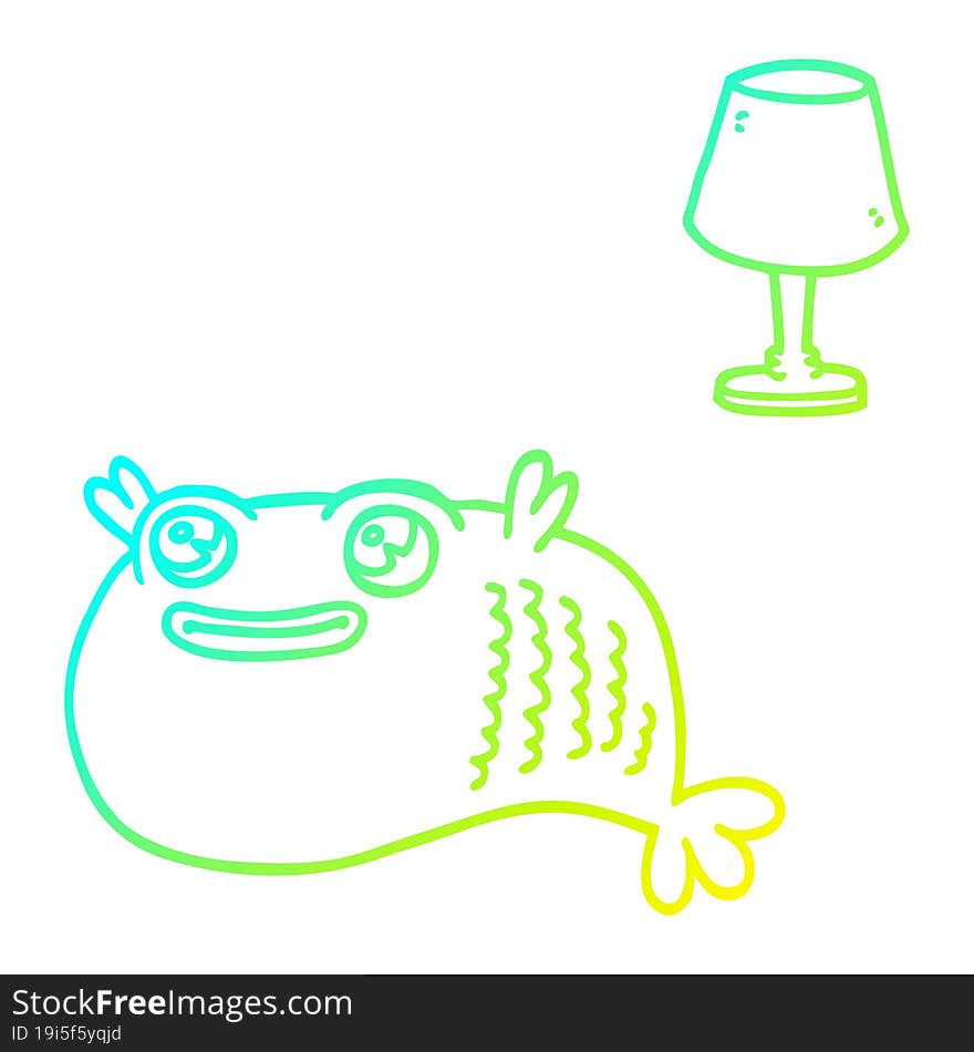 cold gradient line drawing cartoon fish