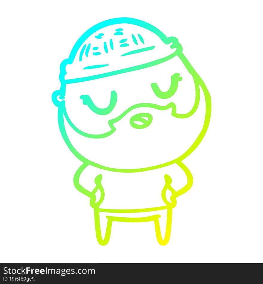 cold gradient line drawing cute cartoon man with beard