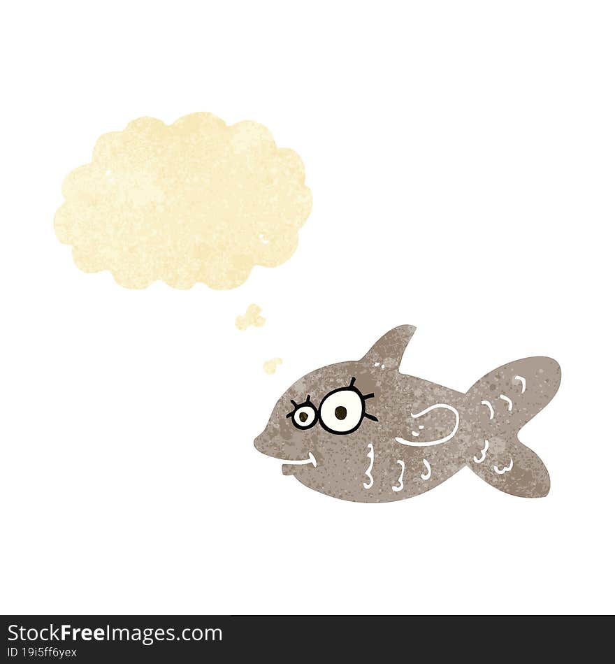 cartoon happy goldfish with thought bubble