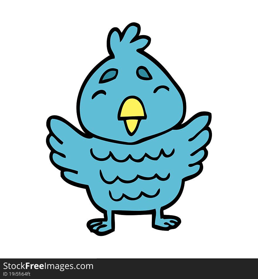 Cartoon Doodle Blue Bird