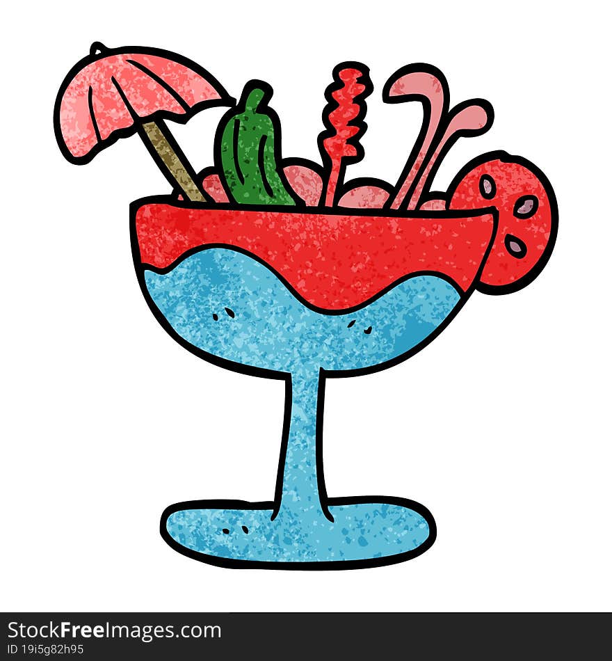 cartoon doodle tropical cocktail