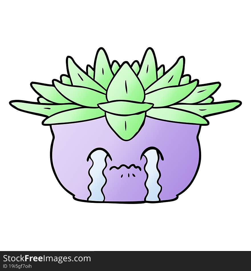 cartoon crying house plant. cartoon crying house plant