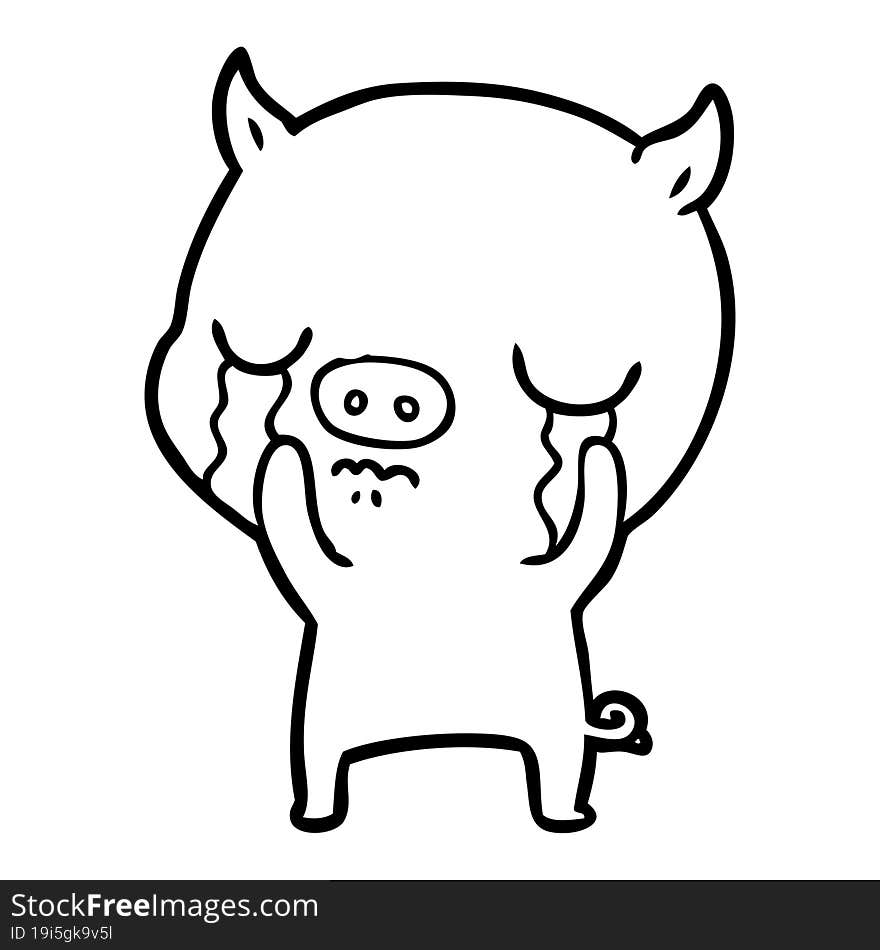 cartoon pig crying. cartoon pig crying