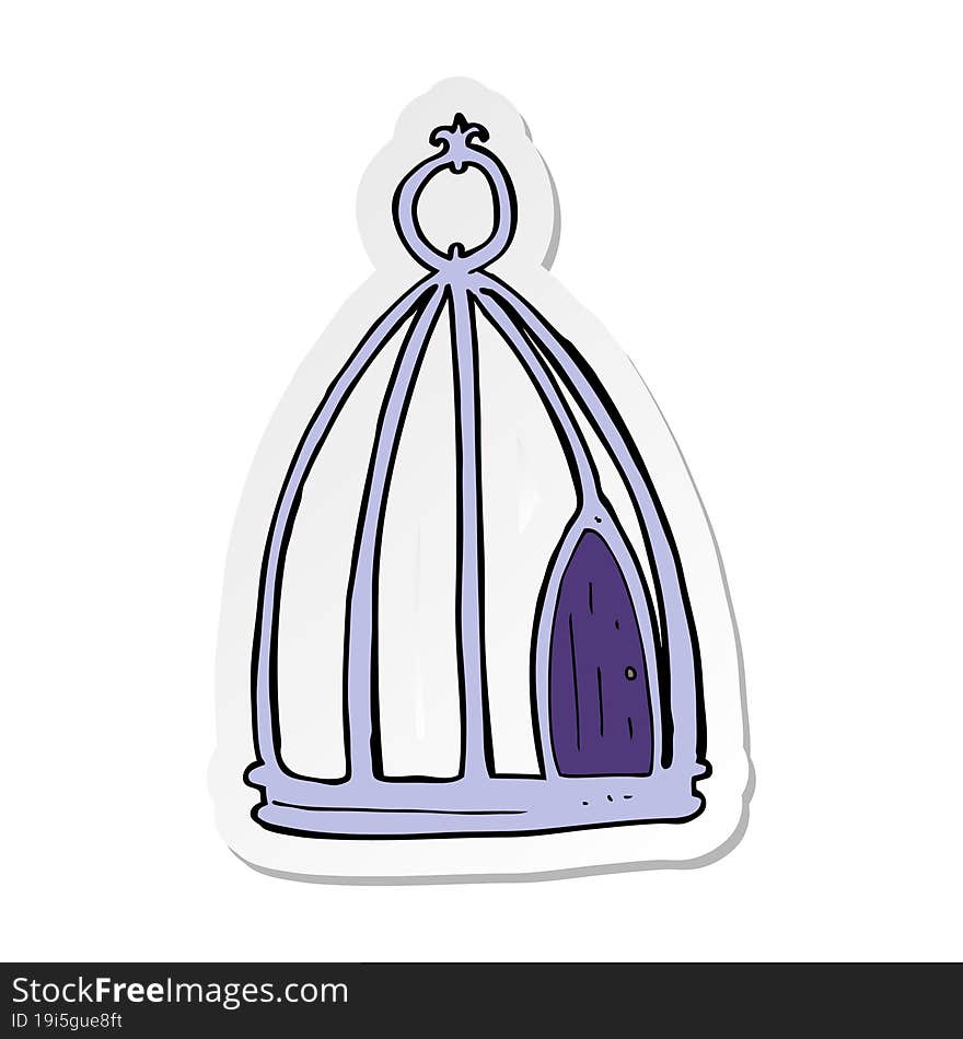 sticker of a cartoon bird cage