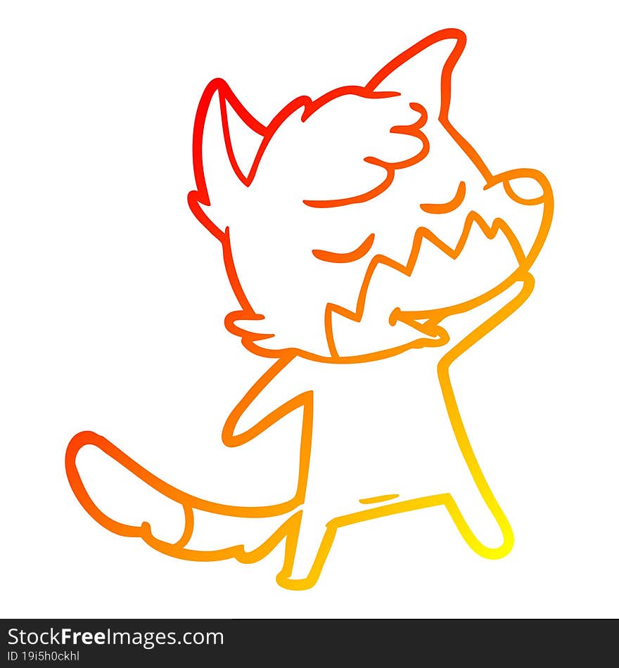 warm gradient line drawing friendly cartoon fox