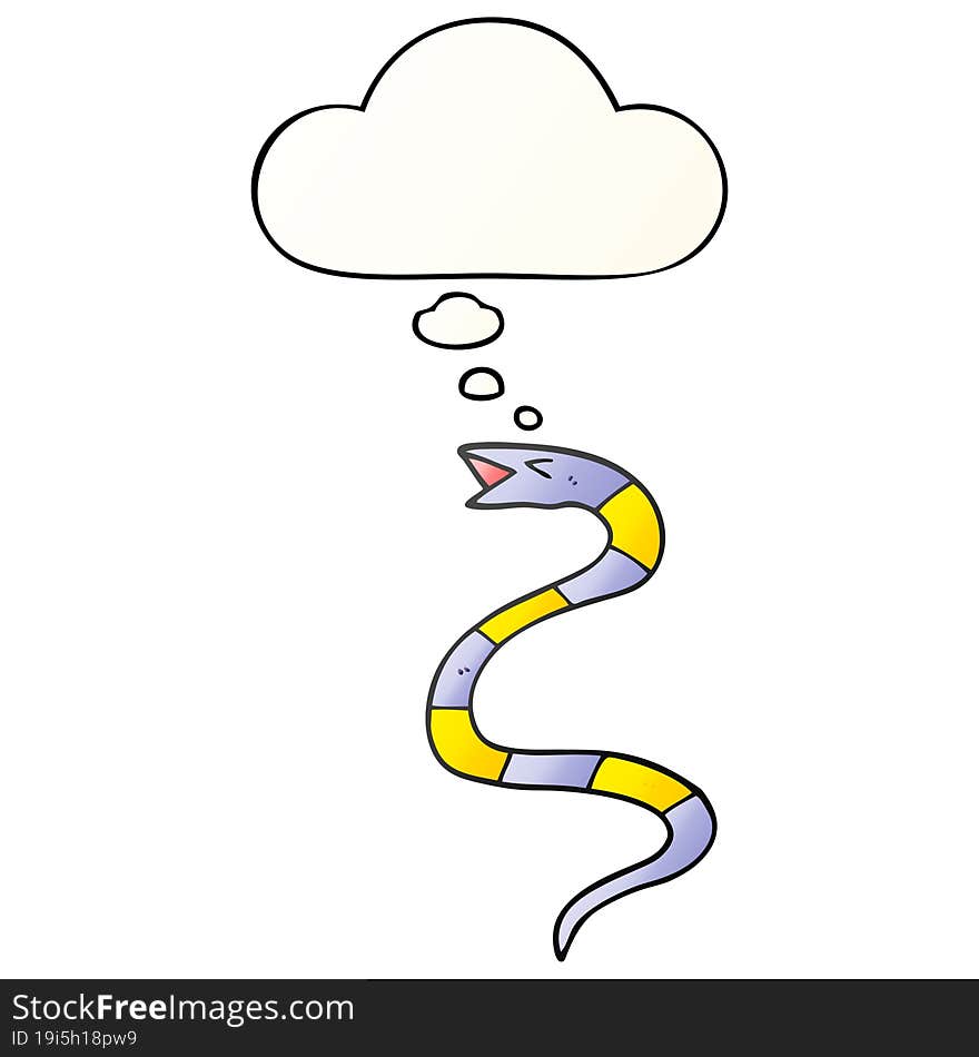 cartoon snake and thought bubble in smooth gradient style