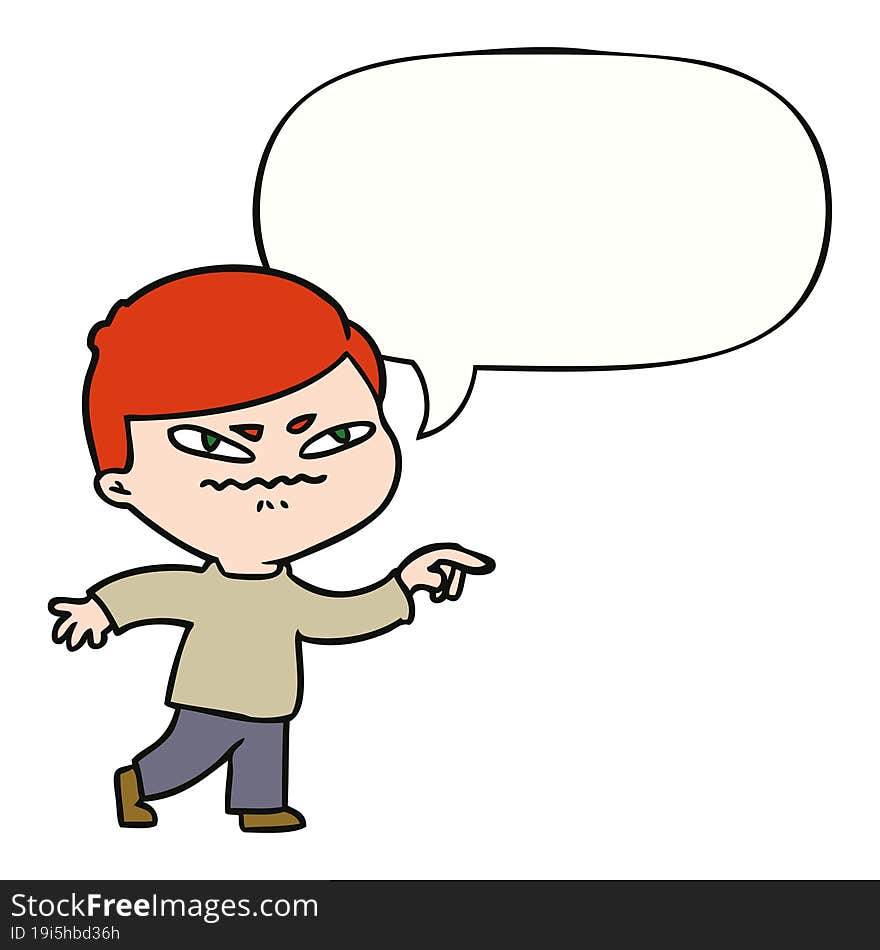 Cartoon Angry Man Pointing And Speech Bubble