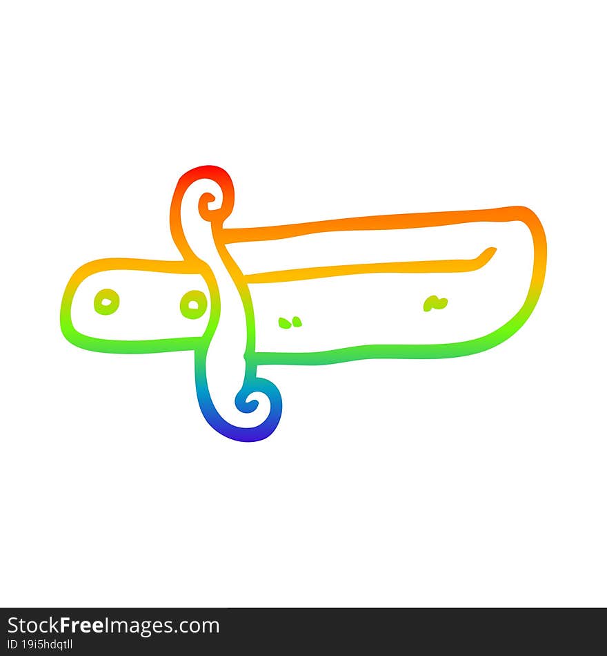 rainbow gradient line drawing cartoon small dagger