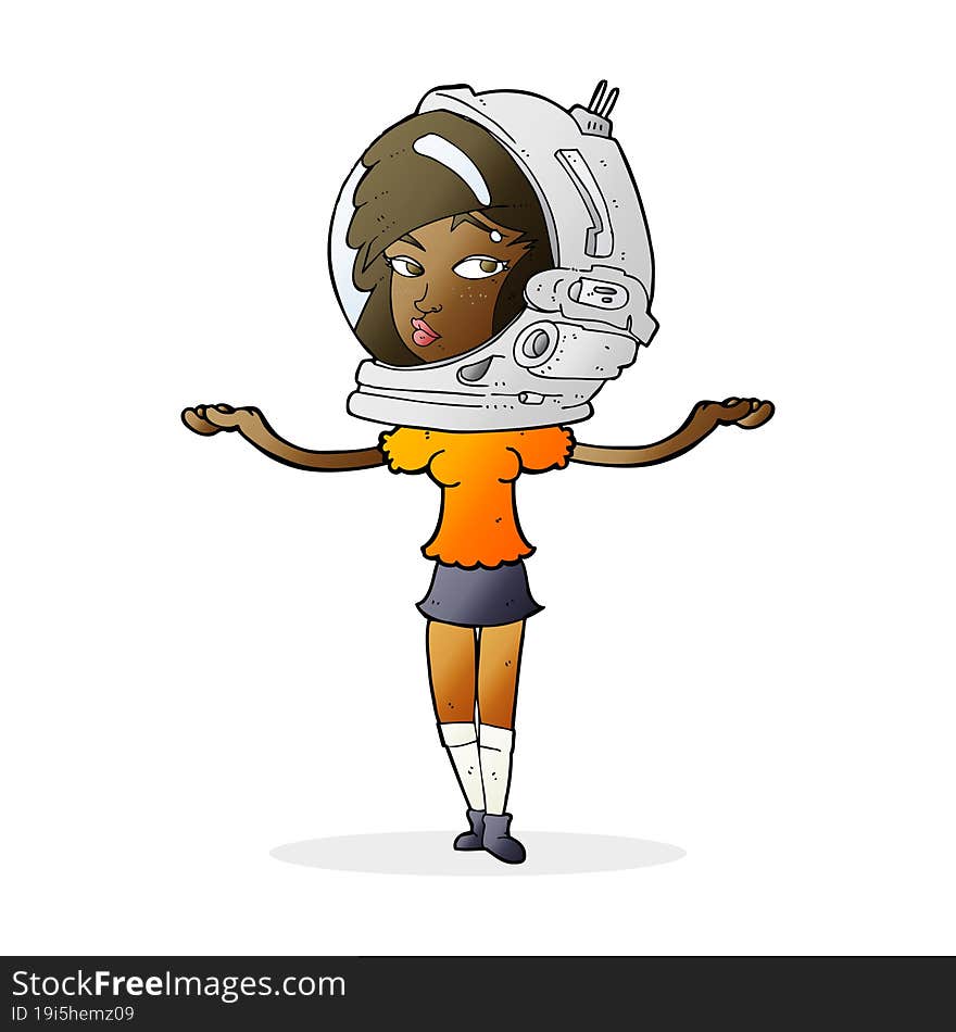 cartoon woman wearing space helmet