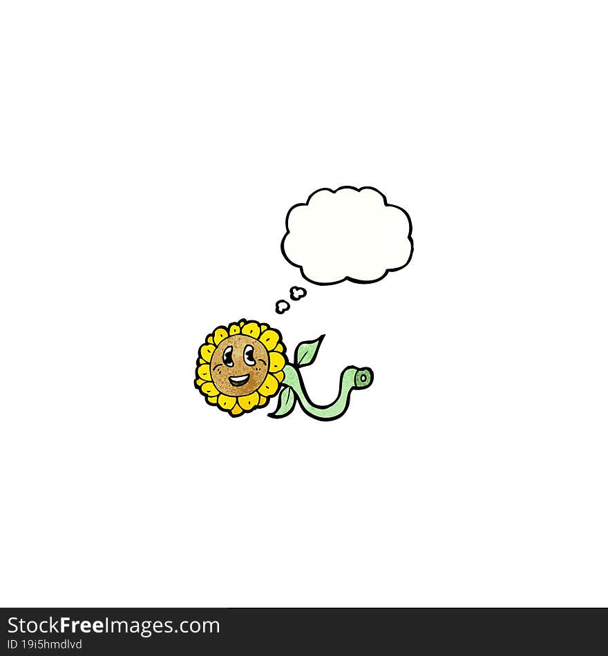 sunflower with thought bubble cartoon