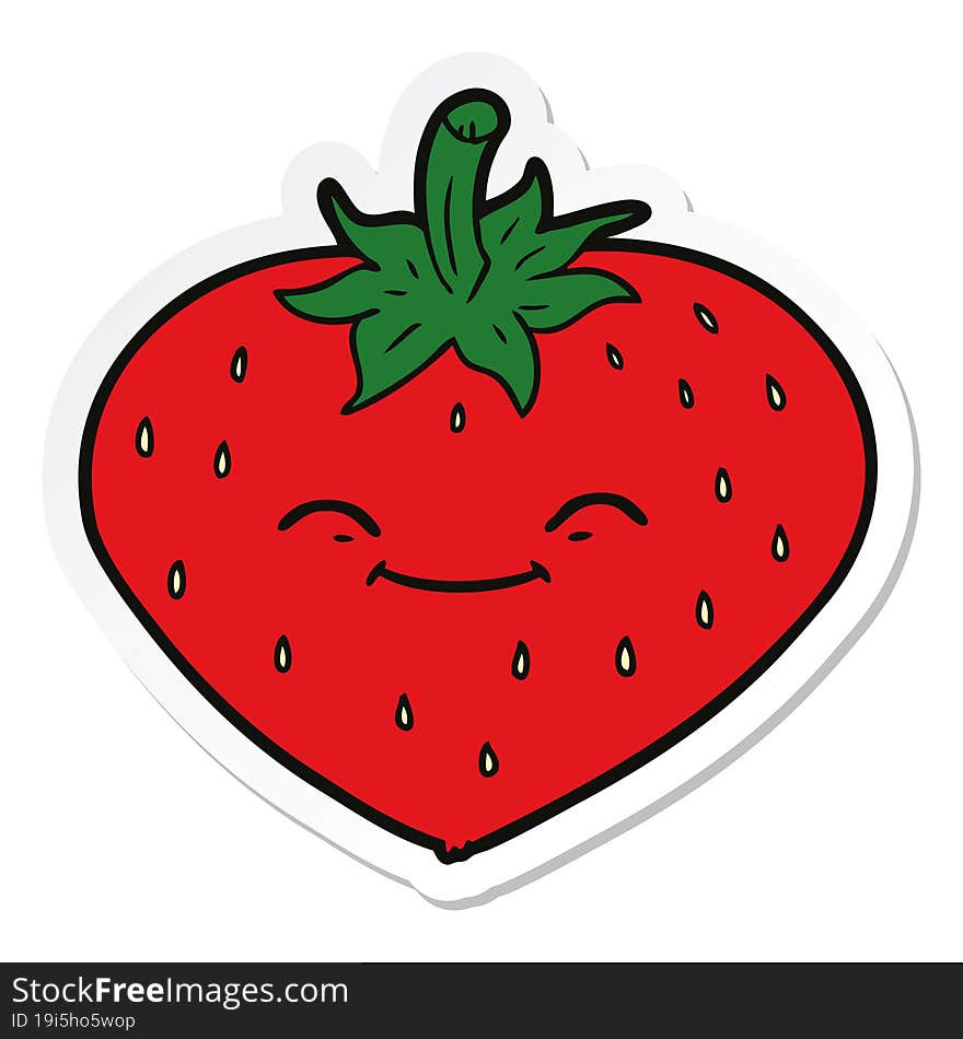 Sticker Of A Cartoon Strawberry