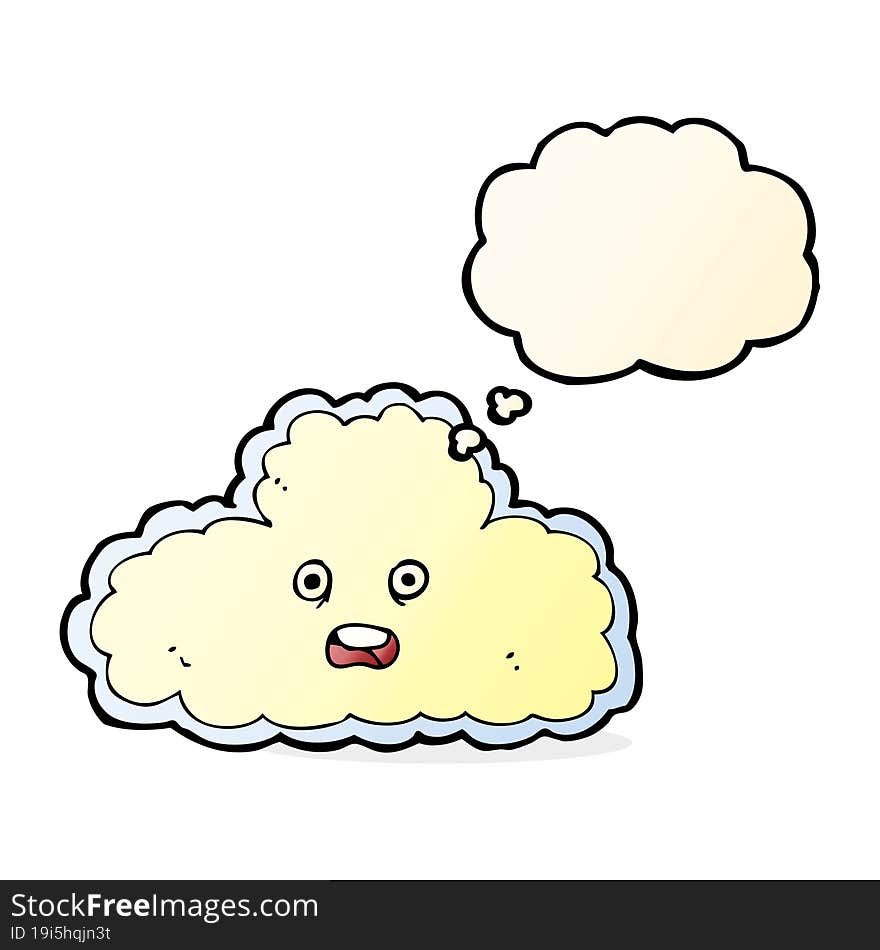 cartoon cloud symbol with thought bubble