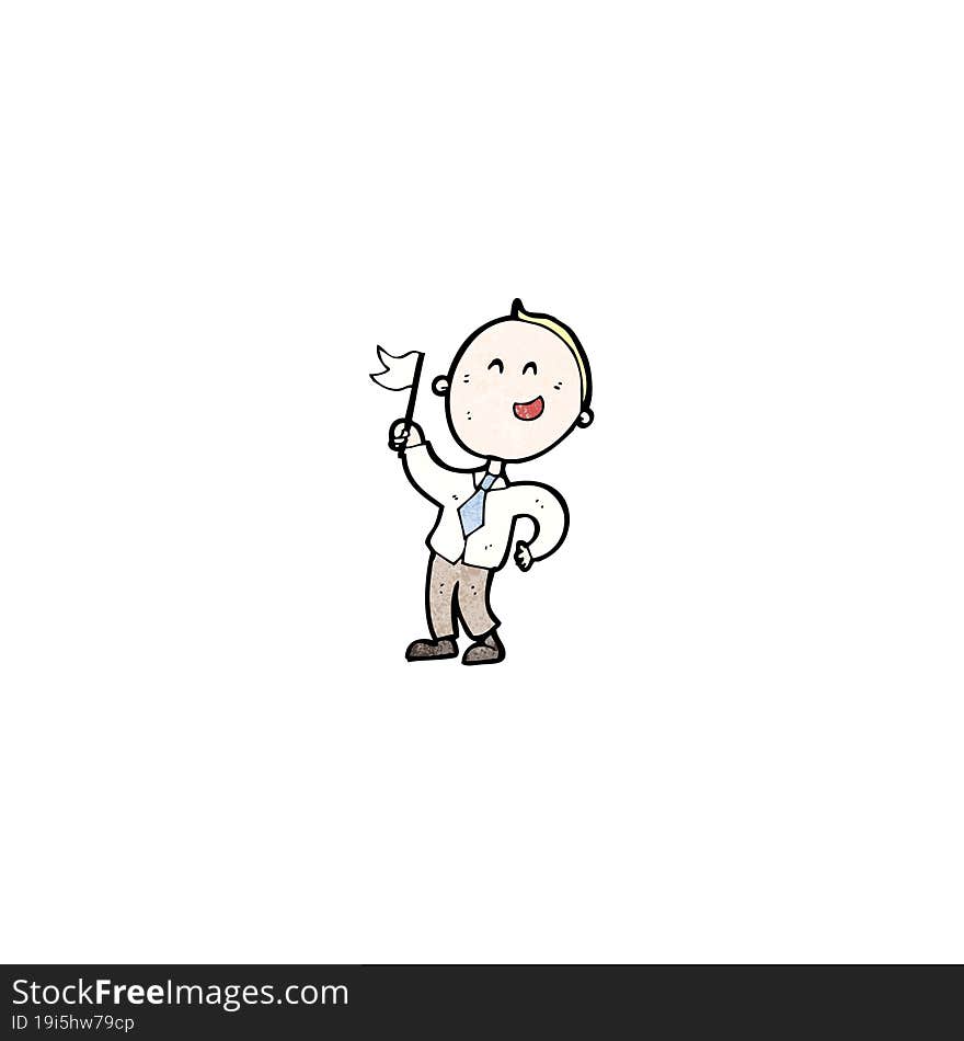 cartoon man waving white flag