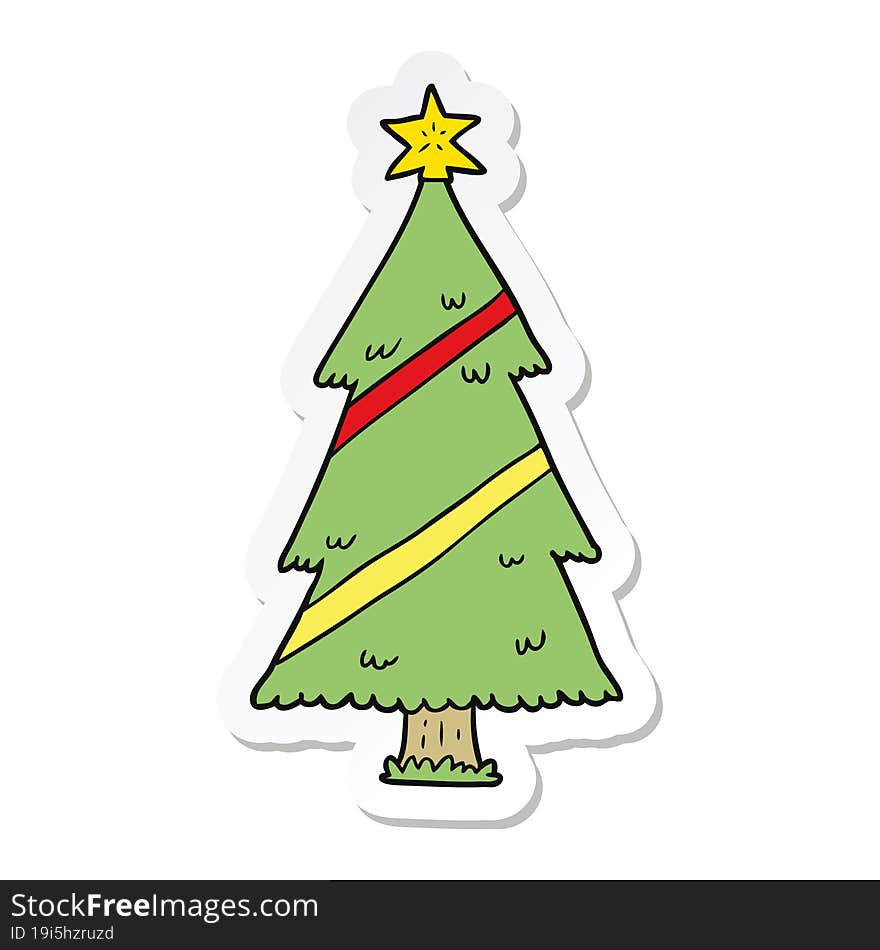 sticker of a cartoon christmas tree