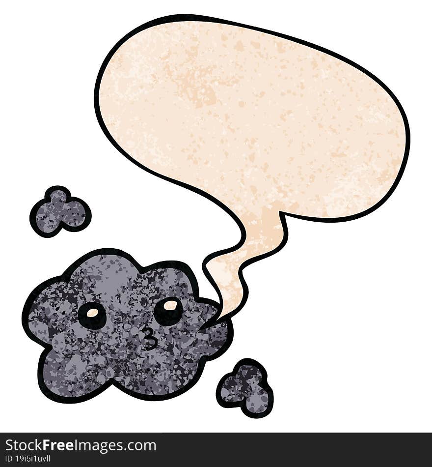 Cute Cartoon Cloud And Speech Bubble In Retro Texture Style