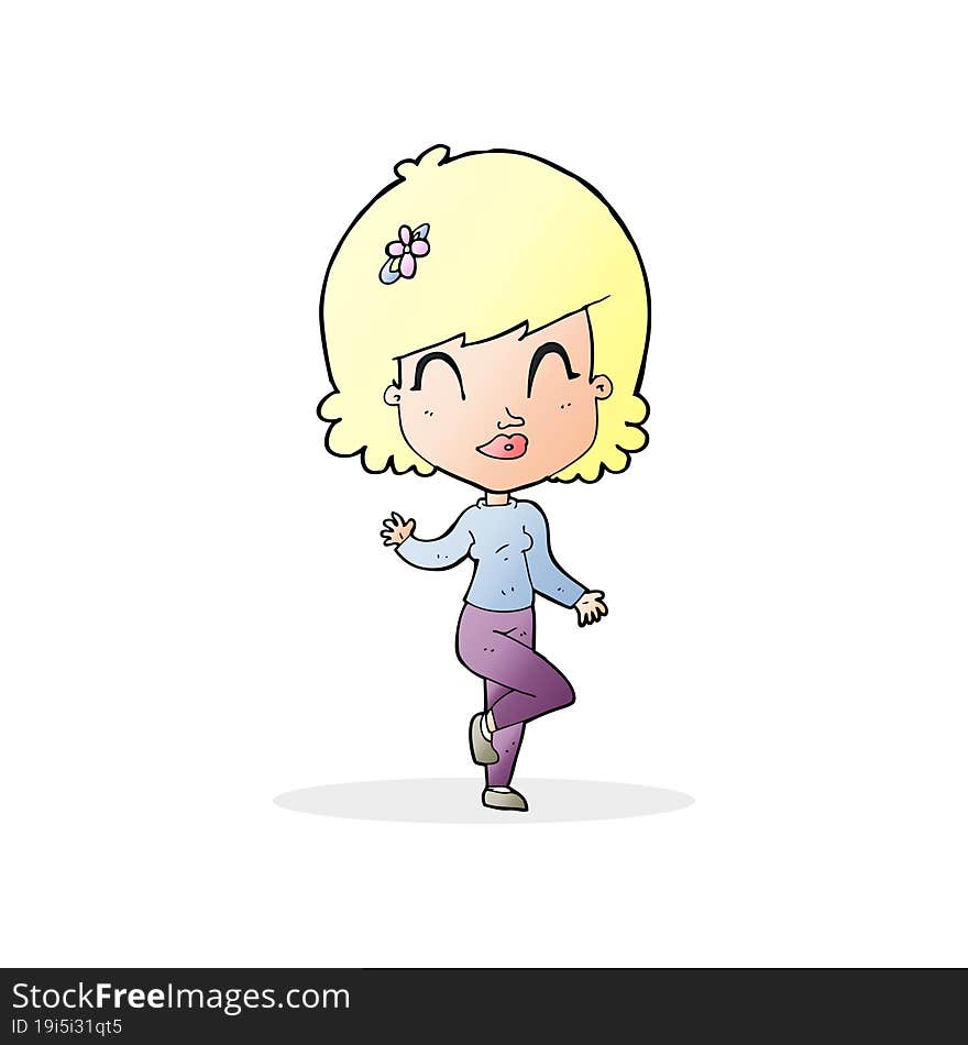 cartoon pretty woman dancing