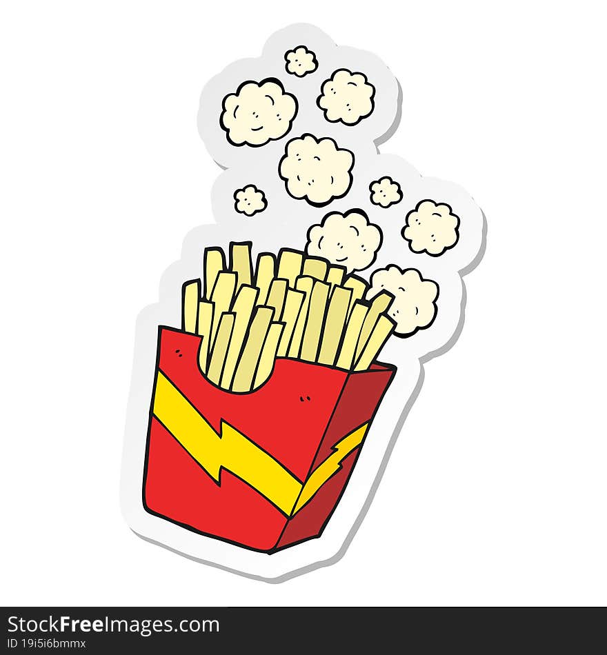 Sticker Of A Cartoon French Fries