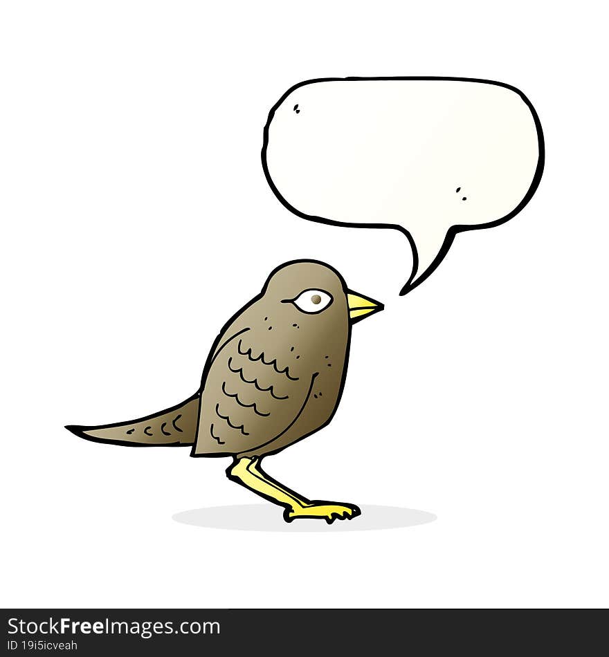 cartoon garden bird with speech bubble