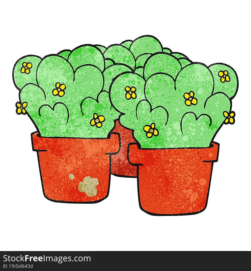 freehand drawn texture cartoon potted plants