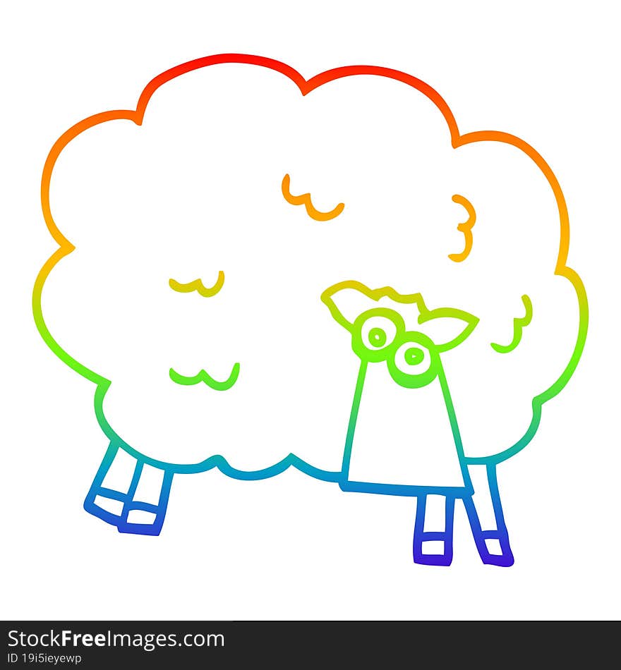 rainbow gradient line drawing cartoon black sheep