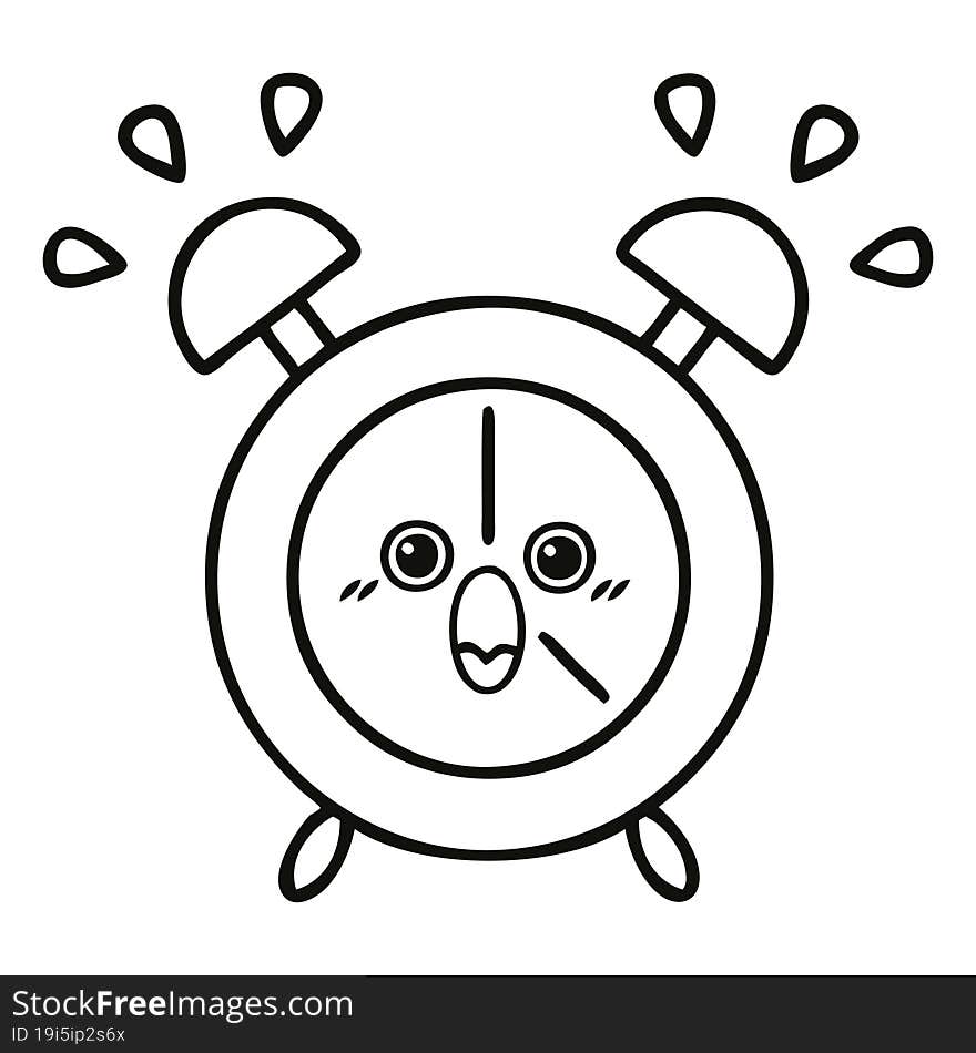 line drawing cartoon alarm clock