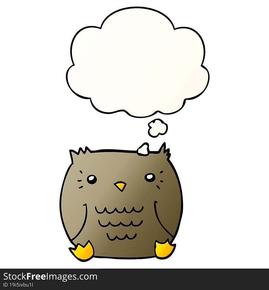 cartoon owl and thought bubble in smooth gradient style